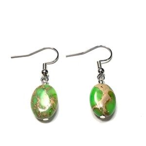 Handmade Green Dyed Imperial Jasper Earrings Women Gift